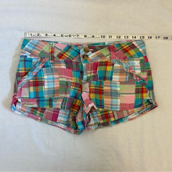 Grane Jeans Multi Colored Plaid Patchwork Shorts Size 3 - Picture 5 of 7